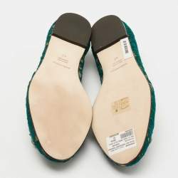 Pre Owned Dolce & Gabbana  Green Lace Taormina  Crystal Embellished Ballet Flats Size 40
