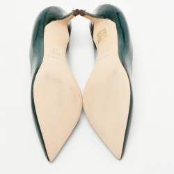 Pre Owned Dolce & Gabbana Green Patent Leather Pointed Toe Pumps Size 37.5