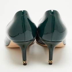 Pre Owned Dolce & Gabbana Green Patent Leather Pointed Toe Pumps Size 37.5