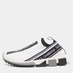 Pre Owned Dolce & Gabbana White/Black Knit Fabric Sorrento Sneakers Size 41