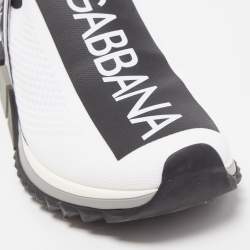 Pre Owned Dolce & Gabbana White/Black Knit Fabric Sorrento Sneakers Size 41
