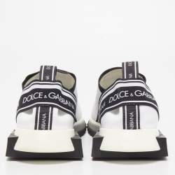 Pre Owned Dolce & Gabbana White/Black Knit Fabric Sorrento Sneakers Size 41