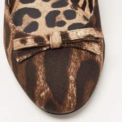 مملوكة مسبقًا Dolce & Gabbana Brown Canvas Leopard Print Ballet Flats Size 36