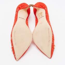 Pre Owned Dolce & Gabbana Red Lace Bellucci Pumps Size 40.5