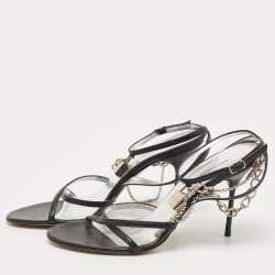 Pre Owned Dolce & Gabbana Black Leather Strappy Sandals Size 38