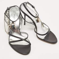 Pre Owned Dolce & Gabbana Black Leather Strappy Sandals Size 38