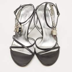 Pre Owned Dolce & Gabbana Black Leather Strappy Sandals Size 38