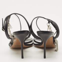 Pre Owned Dolce & Gabbana Black Leather Strappy Sandals Size 38