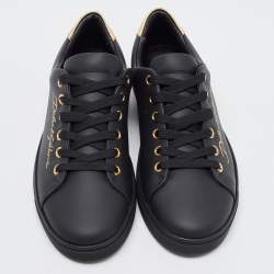 Pre Owned Dolce & Gabbana Black Leather Portofino Low Top Sneakers Size 37.5 