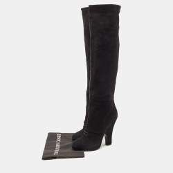 Pre Owned Dolce & Gabbana Black Suede Platform Knee Length Boots Size 40