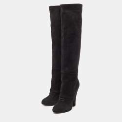 Pre Owned Dolce & Gabbana Black Suede Platform Knee Length Boots Size 40