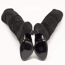Pre Owned Dolce & Gabbana Black Suede Platform Knee Length Boots Size 40