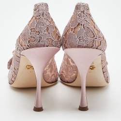 Pre Owned Dolce & Gabbana Lilac Lace Crystal Embellishment Pointed Toe Pumps Size 41