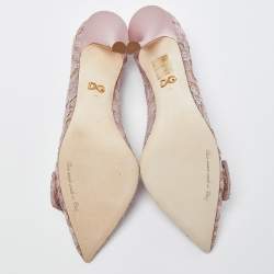 Pre Owned Dolce & Gabbana Lilac Lace Crystal Embellishment Pointed Toe Pumps Size 41