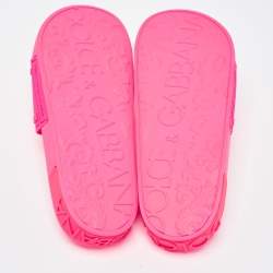 Pre Owned Dolce & Gabbana Pink Rubber Flat Slides Size 40