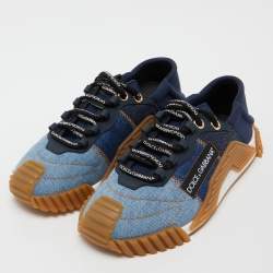 Pre Owned Dolce & Gabbana Two Tone Denim and Neoprene NS1 Sneakers Size 38   