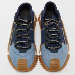 Pre Owned Dolce & Gabbana Two Tone Denim and Neoprene NS1 Sneakers Size 38   