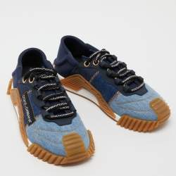 Pre Owned Dolce & Gabbana Two Tone Denim and Neoprene NS1 Sneakers Size 38   