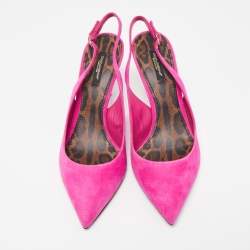 Pre Owned Dolce & Gabbana Pink Suede Slingback Pointed Toe Pumps Size 40