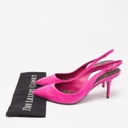 Pre Owned Dolce & Gabbana Pink Suede Slingback Pointed Toe Pumps Size 40