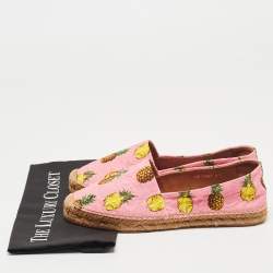 مملوكة مسبقًا Dolce & Gabbana Pink/Yellow Pineapple Print Brocade Espadrilles Flats Size 41