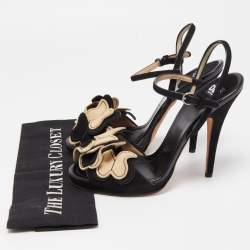 Pre Owned D&G Black Suede Butterfly Embellished Ankle Strap Sandals Size 41