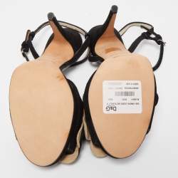 Pre Owned D&G Black Suede Butterfly Embellished Ankle Strap Sandals Size 41