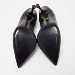 Pre Owned Dolce & Gabbana Black Leather Devotion Embellished Pointed Toe Pumps Size 39