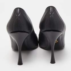 Pre Owned Dolce & Gabbana Black Leather Devotion Embellished Pointed Toe Pumps Size 39