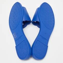 Pre Owned Dolce & Gabbana Blue Jelly DG Cut Out Logo Flat Slides Size 41