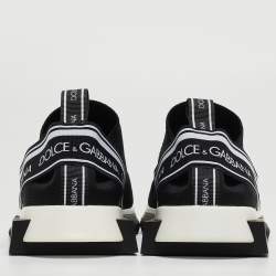 Pre Owned Dolce & Gabbana Black/White Fabric Sorrento Slip On Sneakers Size 41