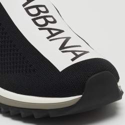 Pre Owned Dolce & Gabbana Black/White Fabric Sorrento Slip On Sneakers Size 41
