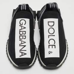 Pre Owned Dolce & Gabbana Black/White Fabric Sorrento Slip On Sneakers Size 41