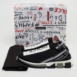 Pre Owned Dolce & Gabbana Black/White Fabric Sorrento Slip On Sneakers Size 41