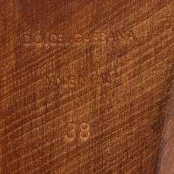 مملوكة مسبقًا Dolce & Gabbana Black Woven Raffia and Fabric Crystal Embellished Platform Slide Sandals Size 38