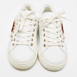 Pre Owned Dolce & Gabbana White Leather Embellished Portofino Sneakers Size 39
