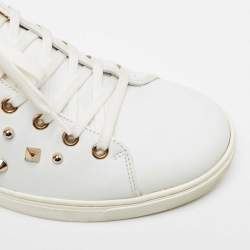 Pre Owned Dolce & Gabbana White Leather Embellished Portofino Sneakers Size 39