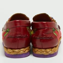Pre Owned Dolce & Gabbana Multicolor Brocade Fabric and Leather Crystal Embellished Loafers Size 38