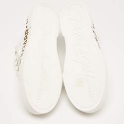 Pre Owned Dolce & Gabbana White/Gold Leather Portofino Sneakers Size 41 