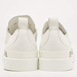 Pre Owned Dolce & Gabbana White/Gold Leather Portofino Sneakers Size 41 