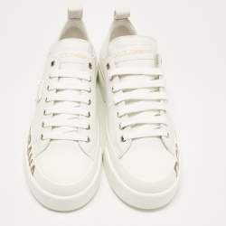 Pre Owned Dolce & Gabbana White/Gold Leather Portofino Sneakers Size 41 