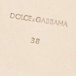 Pre Owned Dolce & Gabbana Gold Foil Leather DG Millennials Flat Slides Size 38