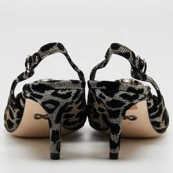 Pre Owned Dolce & Gabbana Black Leopard Velvet and Lurex Fabric Belluci Slingback Pumps Size 40