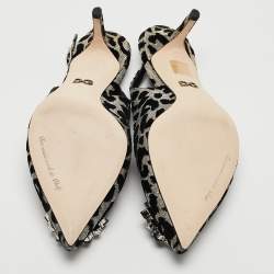 Pre Owned Dolce & Gabbana Black Leopard Velvet and Lurex Fabric Belluci Slingback Pumps Size 40