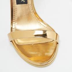 Dolce & Gabbana Gold Mirror Leather Ankle Strap Sandals Size 36