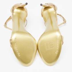 Dolce & Gabbana Gold Mirror Leather Ankle Strap Sandals Size 36
