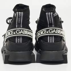 Pre Owned Dolce & Gabbana Black Suede and Leather Sorrento High Top Sneakers Size 39.5