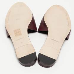Pre Owned Dolce & Gabbana Burgundy Leather DG Cut Out Flat Slides Size 36
