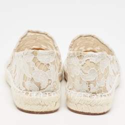 Pre Owned Dolce & Gabbana White Lace Espadrille Flats Size 37