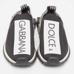Pre Owned Dolce & Gabbana Black Knit Fabric Sorrento Sneakers Size 38